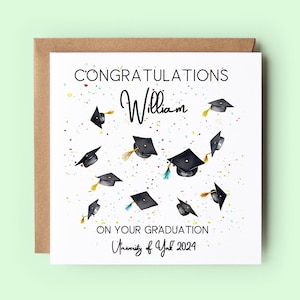 Personalised Graduation Congratulations Card, Graduation 2024 Card, Class of 2024, Graduation Cap, Graduation Card, University Card, Uni