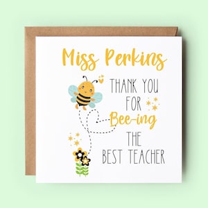 Tarjeta de maestro de agradecimiento, tarjeta de maestro personalizada, tarjeta de maestro, tarjeta de agradecimiento personalizada, mejor maestro, abejorro, agradecimiento al maestro