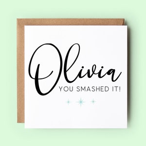 Gefeliciteerdkaart, gepersonaliseerd, You Smashed It-kaart, GCSE'S, A Levels, afstuderen, goed gedaan, trots op je, feestkaart, je hebt het gedaan