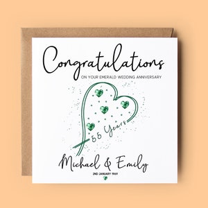 Tarjeta de aniversario esmeralda, 55.º aniversario, tarjeta de aniversario personalizada, aniversario esmeralda, esmeralda, aniversario de bodas, hito, 1969