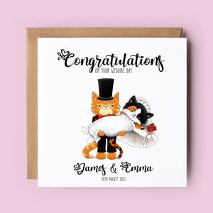 Wedding Card, Personalised Wedding Card, Cat Wedding, Just Married, Congratulations Card, Wedding Day, Mr and Mrs, Bride and Groom, Cat Card