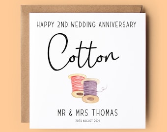 Personalised 2nd Anniversary Card: Cotton Wedding Anniversary