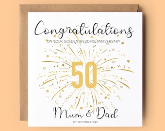 50th Wedding Anniversary, Golden Wedding Anniversary, 50th Anniversary, Golden Anniversary, Mum & Dad Anniversary, Milestone Anniversary