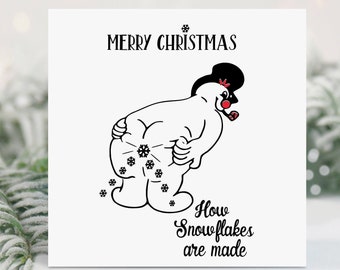Christmas Card, Christmas, Snowman Christmas Card, Funny Christmas Card, Snowman, Merry Christmas, Snowflakes, Xmas Card, Holiday Card