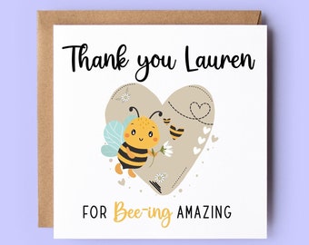 Personalized Bumble Bee Thank You Card