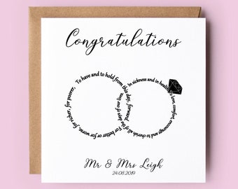 Personalised Wedding Card, Wedding Card, Mr & Mrs, Wedding Vows, Bride and Groom, Congratulations Card, Wedding Day Card, Bride and Groom