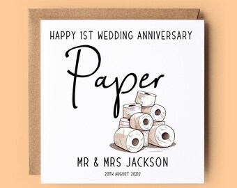 Personalised 1st Anniversary Paper Card