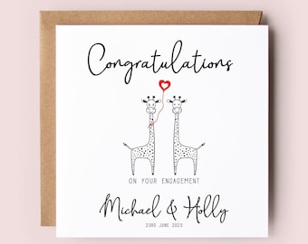 Engagement Card, Personalised Engagement Card, Engagement, Congratulations Card, Giraffe Card, Celebration Card, Getting Married, Engaged