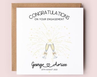 Engagement Card, Personalised Engagement Card, Engagement, Congratulations Card,Champagne Glasses, Celebration Card, Getting Married,Engaged