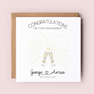 Verlovingskaart, gepersonaliseerde verlovingskaart, verloving, gefeliciteerd kaart, champagneglazen, feestkaart, trouwen, verloofd