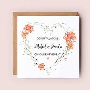 Engagement Card, Personalised Engagement Card, Heart Wreath, Engagement, Congratulations Card, Celebration Card, Getting Married, Engaged