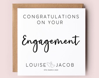 Personalised Engagement Card: Hearts, Congratulations, Engaged