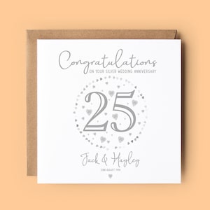 Carte 25e anniversaire de mariage, carte personnalisée, 25e anniversaire, anniversaire, 25 ans d'existence, 25 ans, carte d'anniversaire, argent