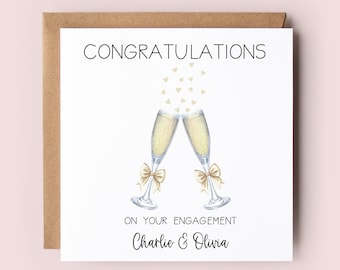 Personalised Engagement Card: Champagne Toast, Congratulations