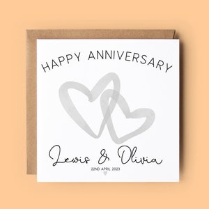 Carte d'anniversaire personnalisée, Carte d'anniversaire, Anniversaire de mariage, Joyeux anniversaire, Anniversaire de couple, Cœurs, Carte de célébration