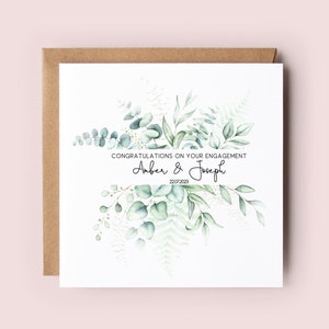Carte de fiançailles, carte de fiançailles personnalisée, couronne d'eucalyptus, fiançailles, carte de félicitations, carte de fête, mariage, fiançailles