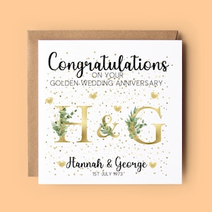 50 Aniversario de Bodas, Aniversario de Bodas de Oro, Tarjeta Personalizada, 50 Aniversario, Aniversario de Oro, Aniversario de Hito