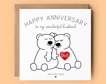 Anniversary Card for Husband, Anniversary Card, Husband Anniversary Card, Wedding Anniversary, Teddy Bears, Happy Anniversary Card, Husband