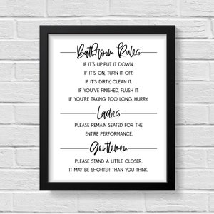 Lustige Schilder / Badezimmer Wand Dekor / Badezimmer Poster / Badezimmer Wand Kunst / Badezimmer Regeln / Badezimmer Kunst / Badezimmer Deko