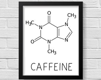 Caffeine Molecule Art Print: Coffee Lover Gift