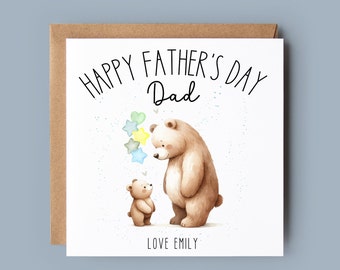 Biglietto personalizzato per la festa del papà con l'orsetto, da parte di figlia o figlio - Italia