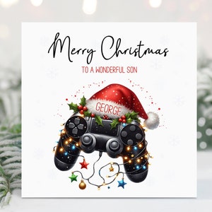 Tarjeta navideña de juego personalizada para hijo, nieto, sobrino, hermano, padre, hija, nieta, sobrina, hermana, jugador navideño, juegos
