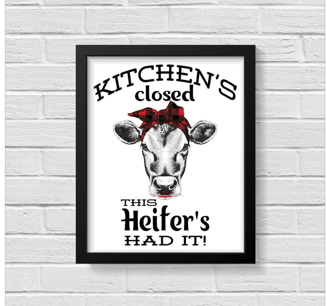 Cow Print / Kitchen Decor / Funny Wall Art / Kitchen Signs / Etsy