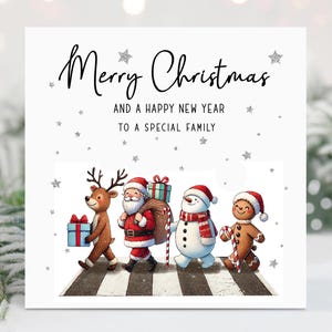 Personalisierte Weihnachtskarte, Besondere Familien-Weihnachtskarte, Frohes Neues Jahr, Santa, Schneemann, Rentier, Lebkuchenmann, Jede Beziehung, Name