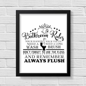Bathroom Wall Decor / Bathroom Rules / Bathroom Wall Art / Bathroom Prints / Bathroom Art / Bathroom  Signs / Prints / Wall Art