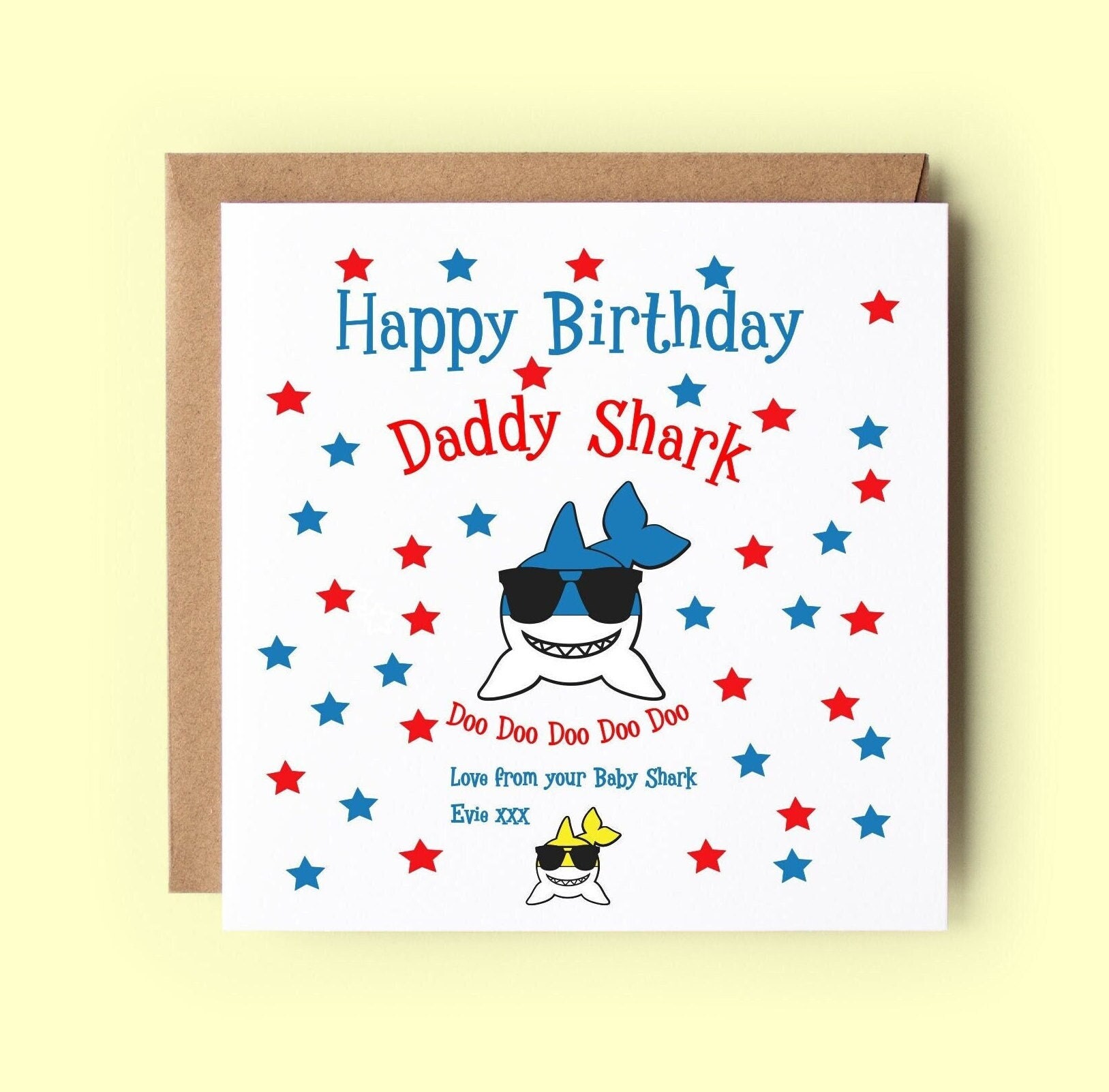 Personalised Birthday Card Daddy Shark Daddy Birthday Card 