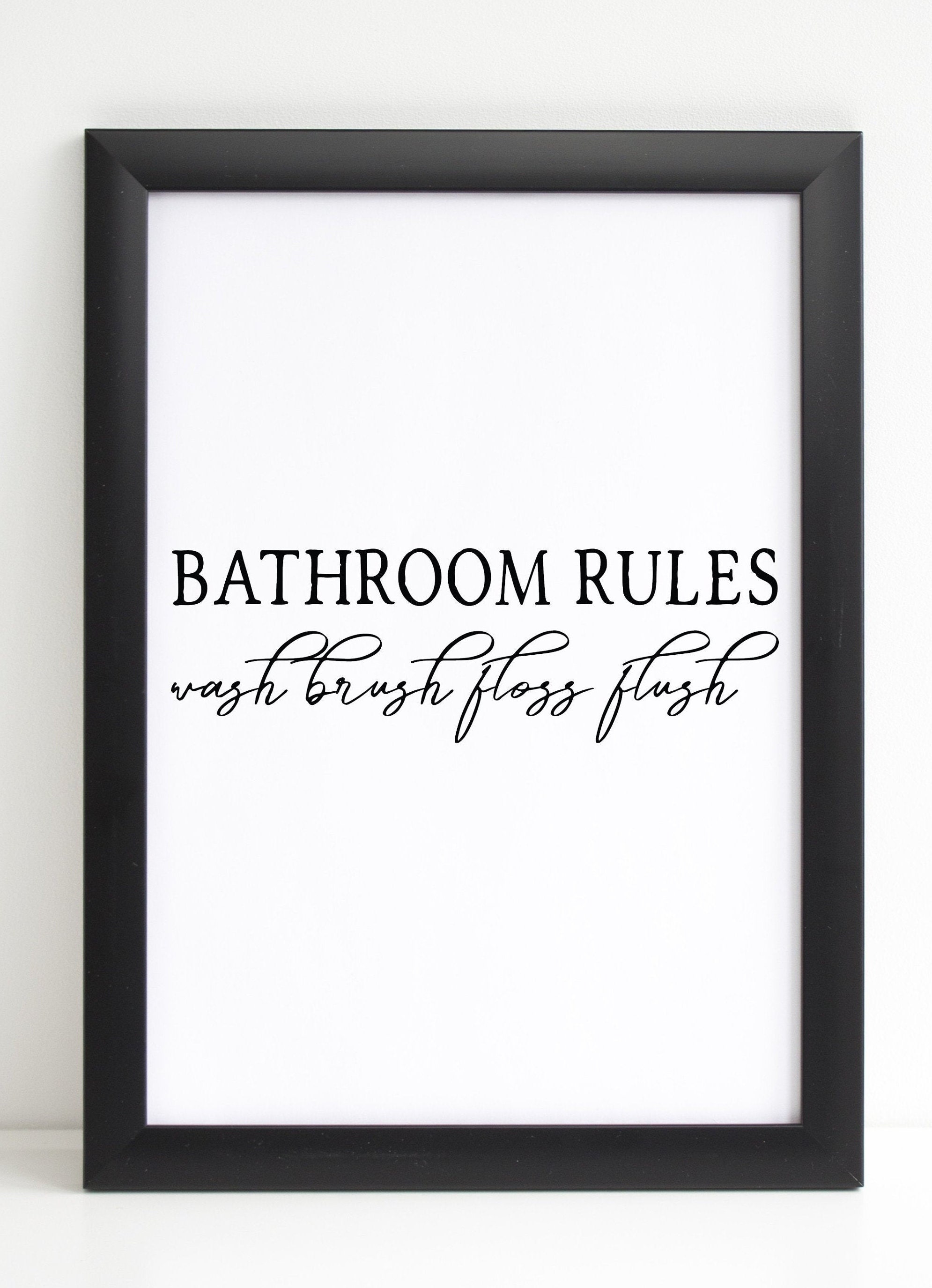 Bathroom Rules / Bathroom Wall Decor / Bathroom Wall Art / Etsy