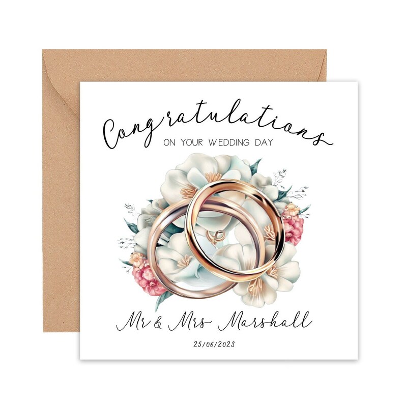 Wedding Card / Personalised Wedding Card / Wedding Rings / - Etsy