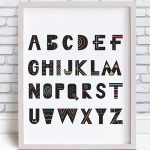 Alphabet Nursery Print: Playroom Wall Art