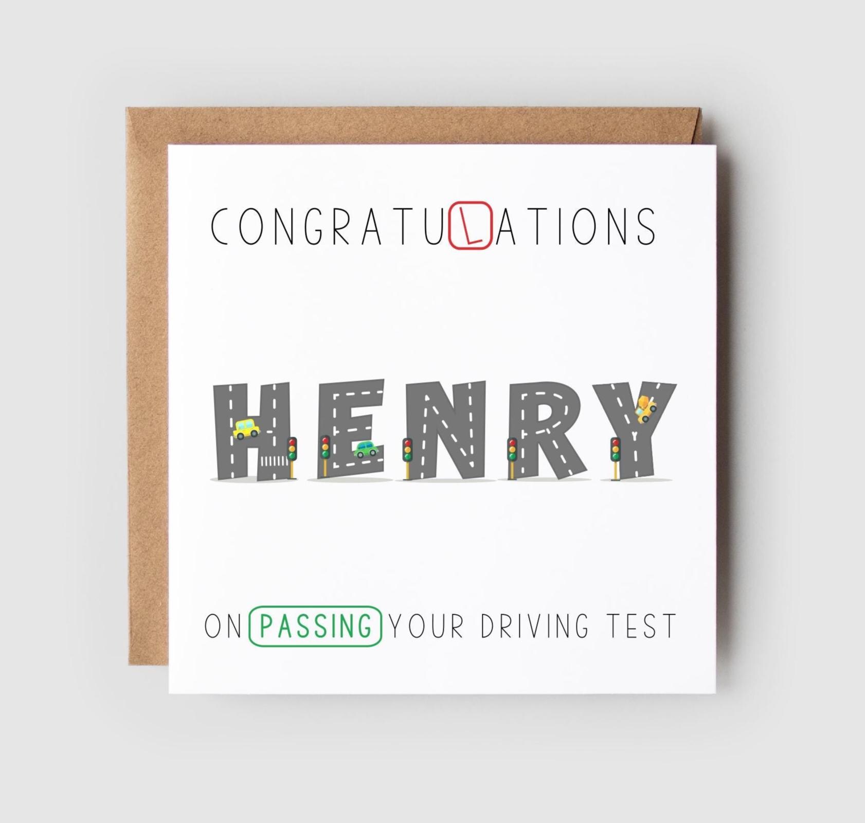 Personalised Passed Driving Test Card, New Driver Congratulations