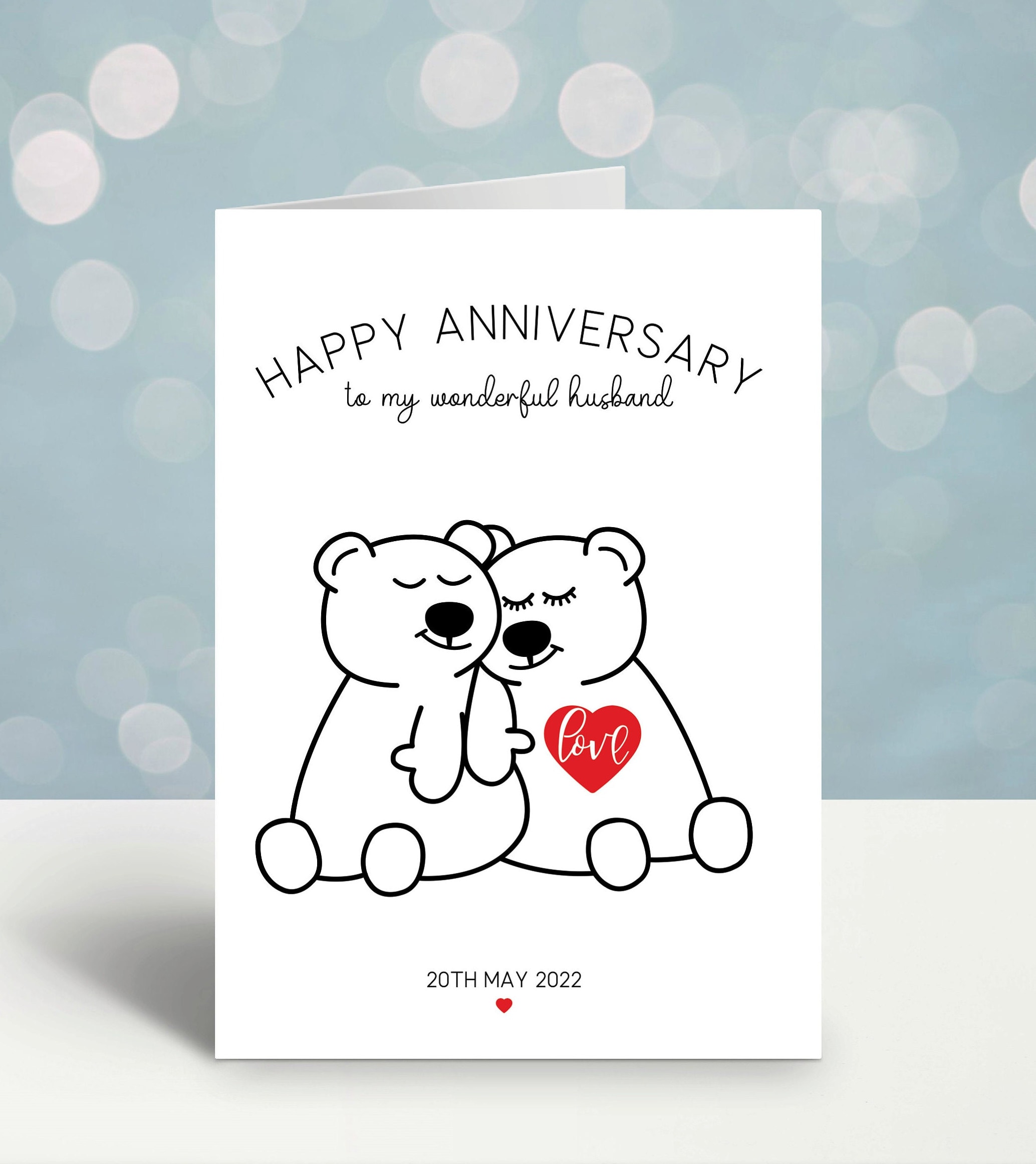 Sweet Drawing Husband Wedding Anniversary Card - Occasion Cards