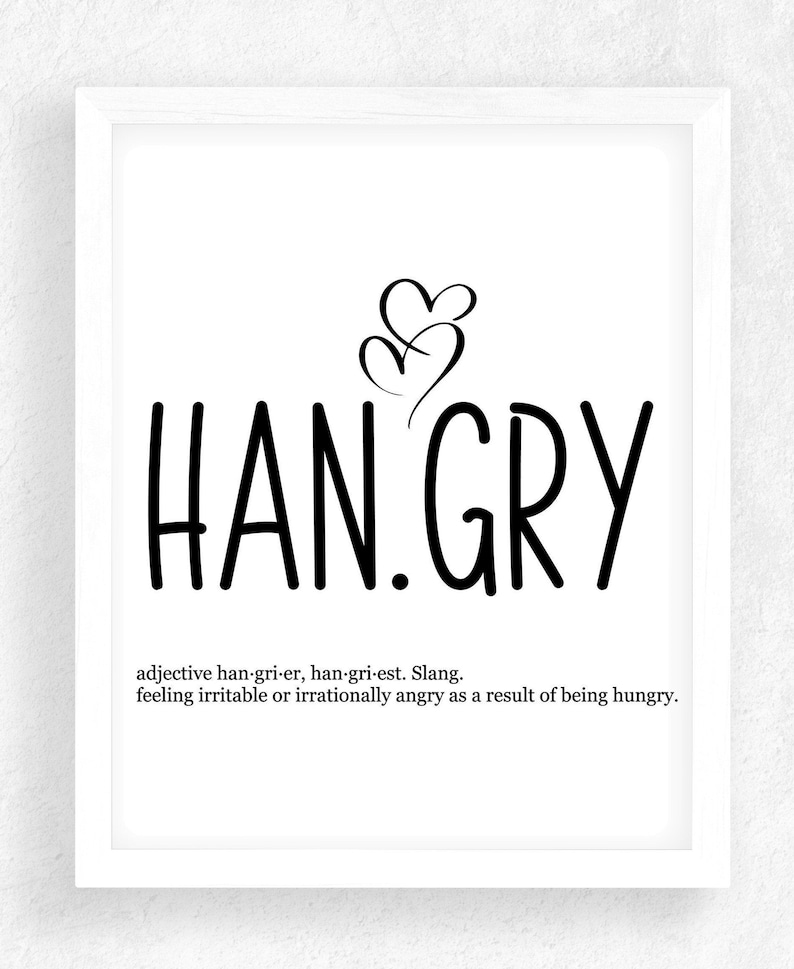 Hangry / Kitchen Prints / Funny Wall Art / Funny Print / Etsy UK