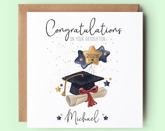 Personalised Graduation Card 2026: Cap & Scroll Congratulations, Class of 2026,  University, Celebration, Uni, Exams