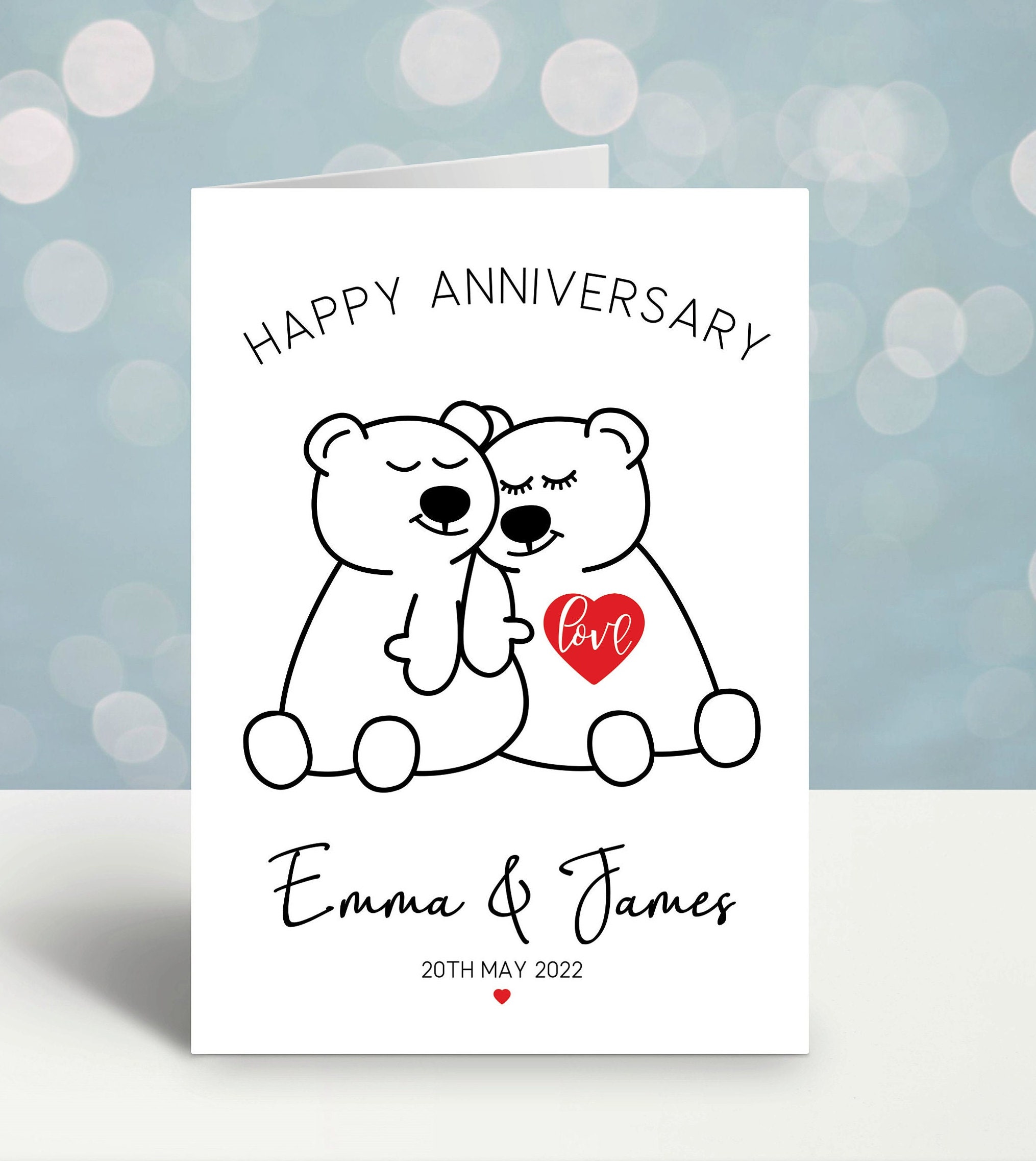 Personalised Teddy Bear Anniversary Card - Etsy