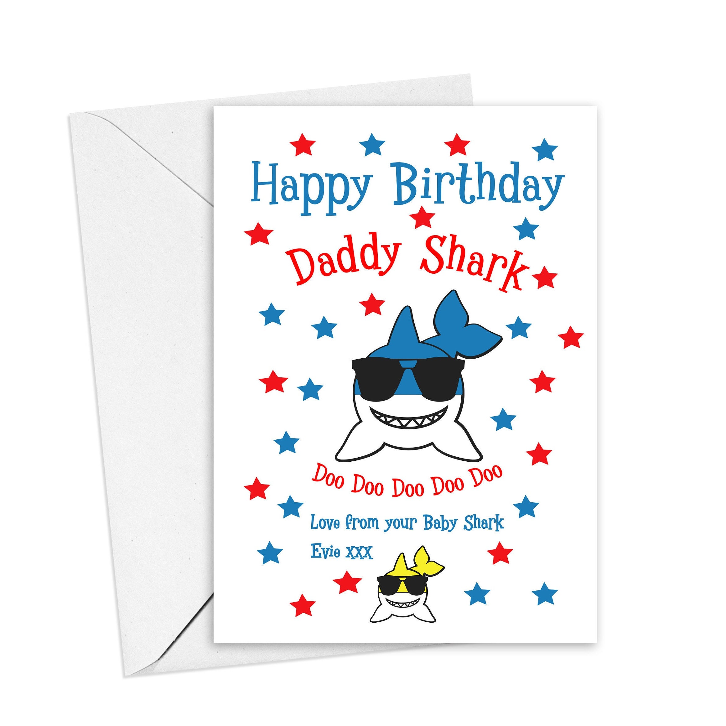 Personalised Birthday Card Daddy Shark Daddy Birthday Card 