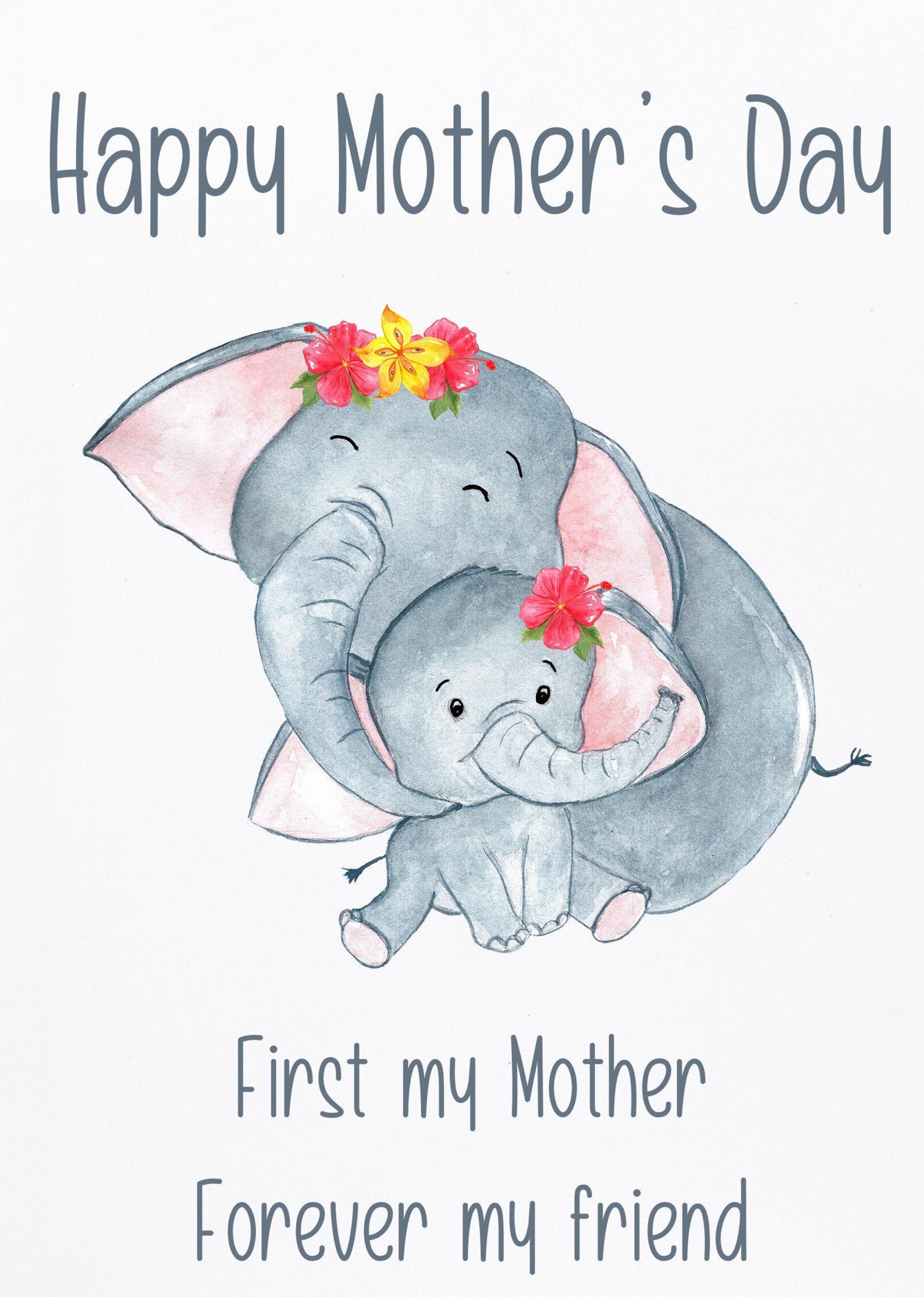 Mothers Day Card Elephant Card Elephants Mothers Day Etsy