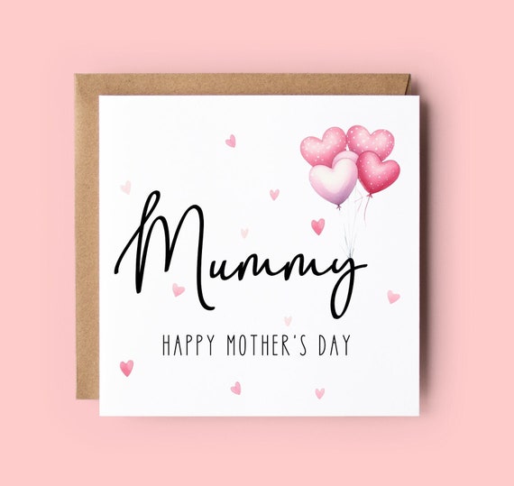 Heart Balloons Mother's Day Card: Personalized Mum Gift - Etsy Heart Balloons Mother's Day Card: Personalized Mum Gift - Etsy
