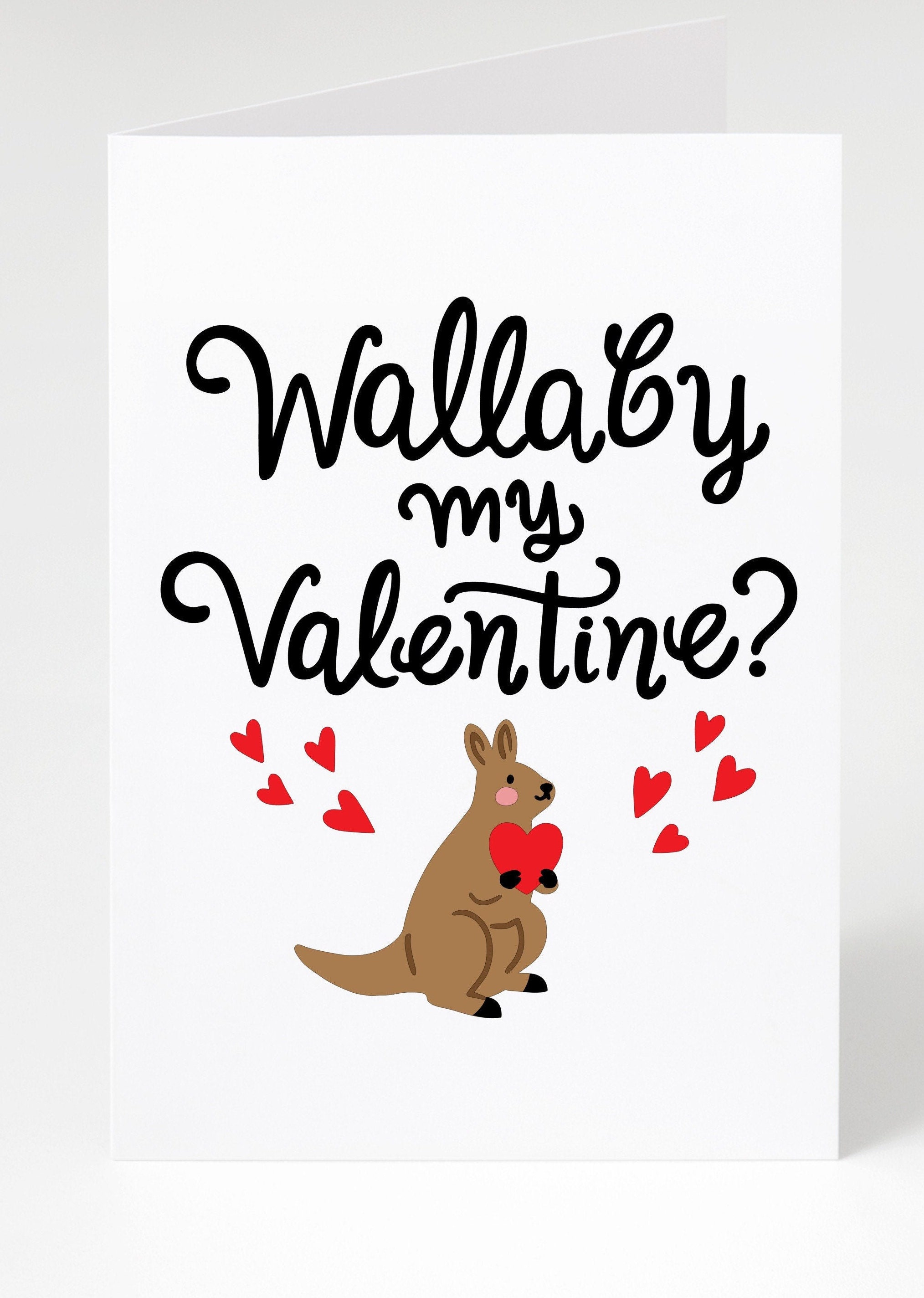 Valentine Wallaby Card / Valentines Cards / Animal Puns /