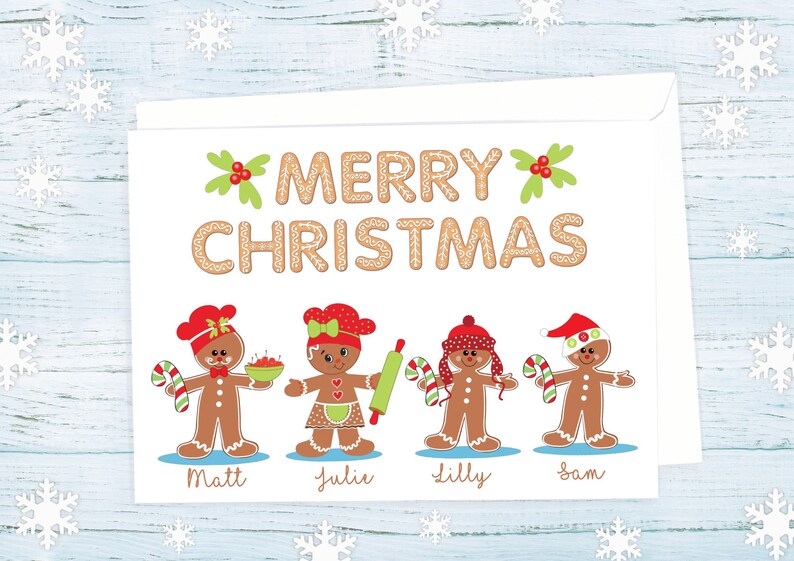 Christmas Cards / Gingerbread Man / Family Christmas Card / - Etsy