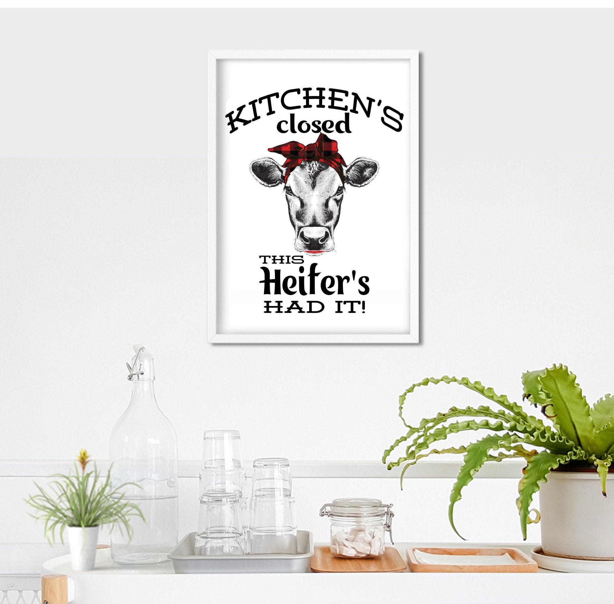 Cow Print / Kitchen Decor / Funny Wall Art / Kitchen Signs / Etsy