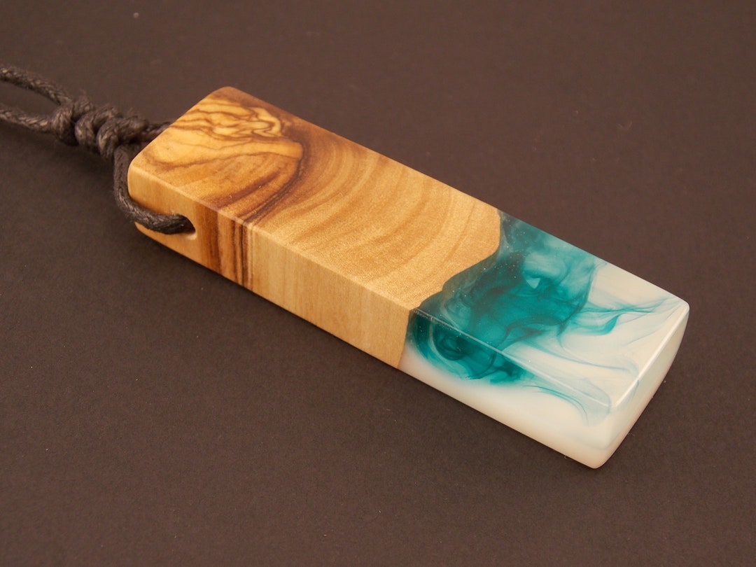Wood Resin Jewelry Unique Necklace Green Pendant Unique Etsy