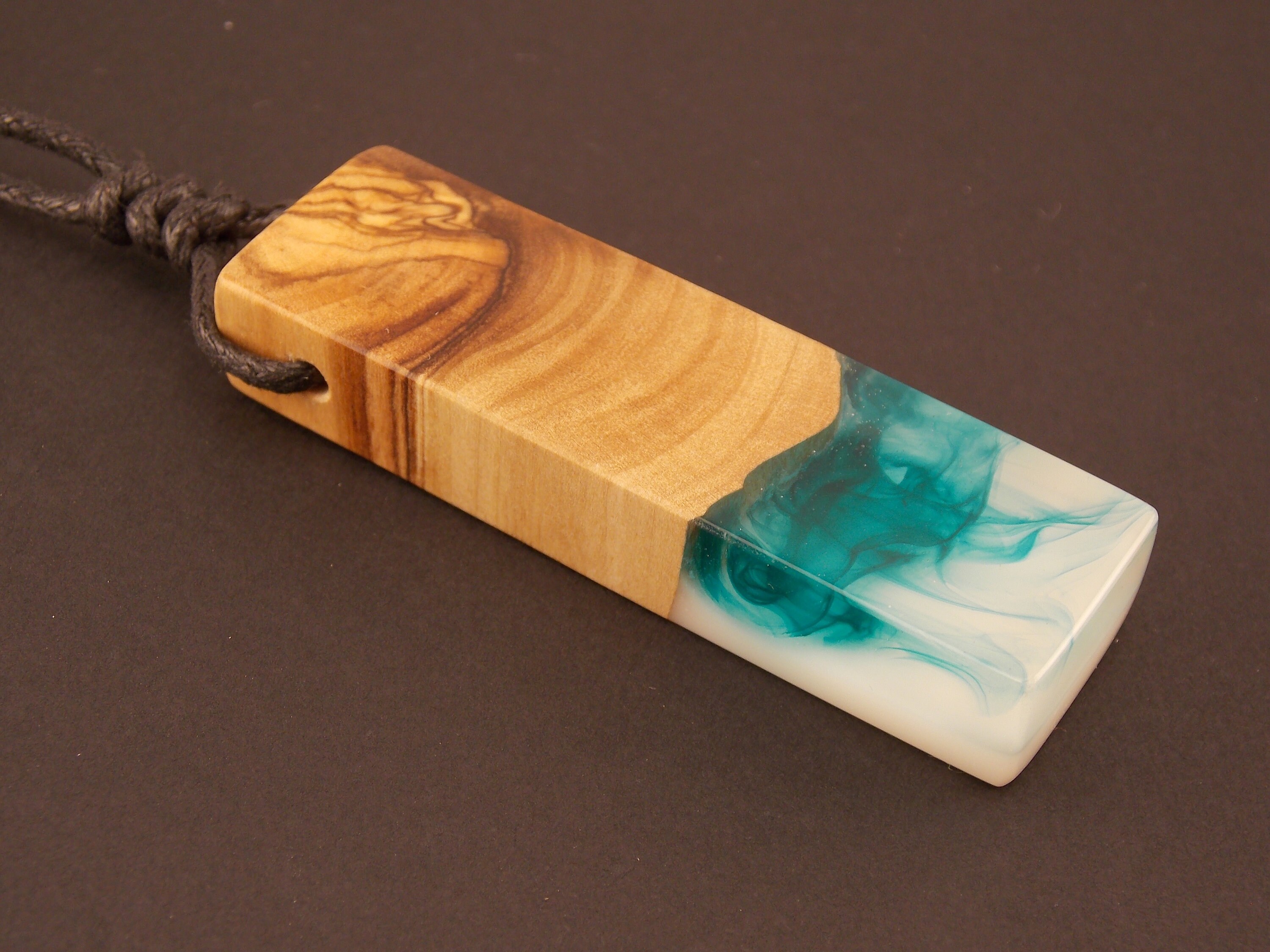 Wood resin jewelry Unique necklace Green pendant Unique Etsy