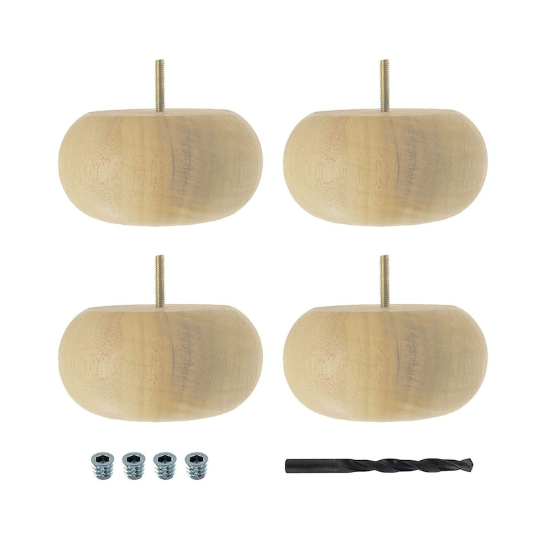 Unfinished Solid Hardwood Round Bun Feet/sofa Leg 4 Pack With Etsy UK