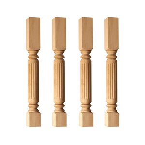 Unfinished Solid Hard Maple Fluted Kitchen Island Leg by American Pro Decor, 35-1/4&quot; H x 3-3/4&quot; W x 3-3/4&quot; D