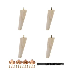 8 in. x 2-1/2 in. Mid-Century Unfinished Hardwood Round Taper Leg 4 Pack