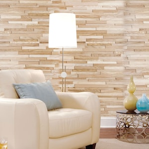 Solid Oak Wood 3D Wallscape Wall Covering. DIY-friendly Interlocking Planks. 7-7/8" H x 47-1/4" W x 1/2" Thick